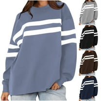 Women's Oversized Sweatshirt Casual Long Sleeve Crew Neck Color Block Loose Pullover Tops Fall Fashion Outfits