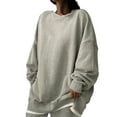 thumbnail image 1 of Women's Oversized Sweatshirt Crew Neck Long Sleeve Soft Cotton Baggy Pullover Solid Color Tunic Tops, 1 of 5