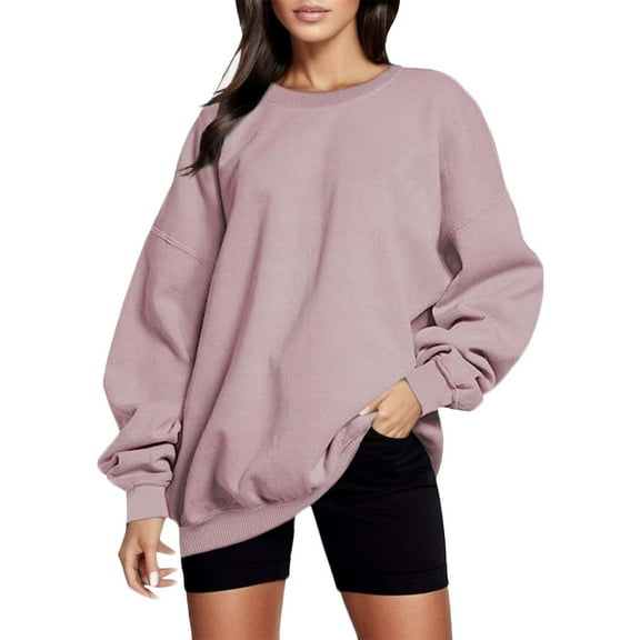 Women's Oversized Sweatshirt Crewneck Long Sleeve Loose Pullover Tops Fall Fashion Solid Color 2024 Winter Basic Shirts