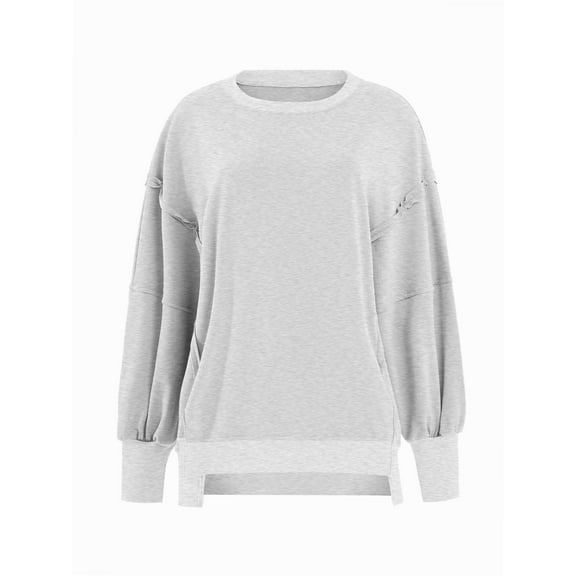 Women's Oversized Sweatshirt Crewneck Long Sleeve Side Slit Casual Loose Simple Slouchy Pullover Top