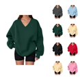 thumbnail image 1 of Women's Oversized Sweatshirt Fall Winter Casual V Neck Oversized Sweatshirts Pullover Tops, 1 of 5