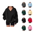 thumbnail image 1 of Women's Oversized Sweatshirt Fall Winter Casual V Neck Oversized Sweatshirts Pullover Tops, 1 of 5