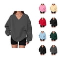 thumbnail image 1 of Women's Oversized Sweatshirt Fall Winter Comfort V Neck Oversized Sweat Shirts Pullover Tops, 1 of 5
