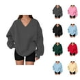 thumbnail image 1 of Women's Oversized Sweatshirt Fall Winter Cute V Neck Loose Sweat Shirts Pullover Tops, 1 of 5