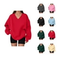 thumbnail image 1 of Women's Oversized Sweatshirt Fall Winter Cute V Neck Loose Sweat Shirts Pullover Tops, 1 of 5