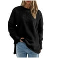 thumbnail image 1 of Women's Oversized Sweatshirt Fuzzy Sherpa Long Sleeve Crewneck Pullover Top Soft Casual Loose Fleece Blouse Autumn Winter Cozy Wear, 1 of 3