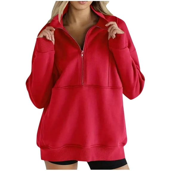 Women's Oversized Sweatshirt Half Zipper 2025 Trendy Long Sleeve Pullover Tops Baggy Fall Outdoor Workout Shirts