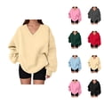 thumbnail image 1 of Women's Oversized Sweatshirt Long Sleeve Cute V Neck Loose Sweatshirts Pullover Tops, 1 of 5