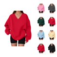 thumbnail image 1 of Women's Oversized Sweatshirt Long Sleeve Cute V Neck Loose Sweatshirts Pullover Tops, 1 of 5