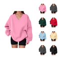 thumbnail image 1 of Women's Oversized Sweatshirt Long Sleeve Cute V Neck Loose Sweatshirts Pullover Tops, 1 of 5