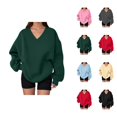 thumbnail image 1 of Women's Oversized Sweatshirt Long Sleeve Cute V Neck Loose Sweatshirts Pullover Tops, 1 of 5