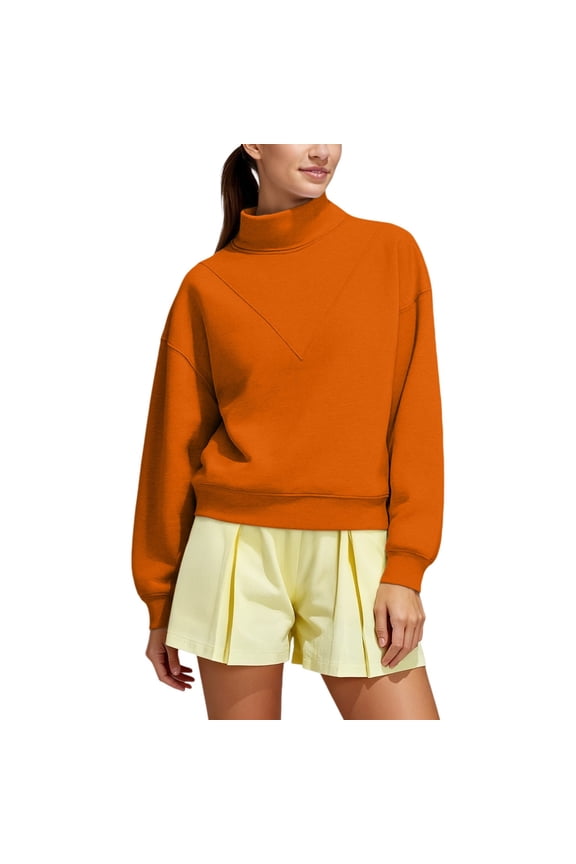 Women's Oversized Sweatshirt Turtleneck, Festive Oversized Turtleneck Pullover for Women Mock Sweatshirt Multiple Color Casual Long Sleeve Sweatshirt Mock Neck Sweatshirts, Orange 3XL