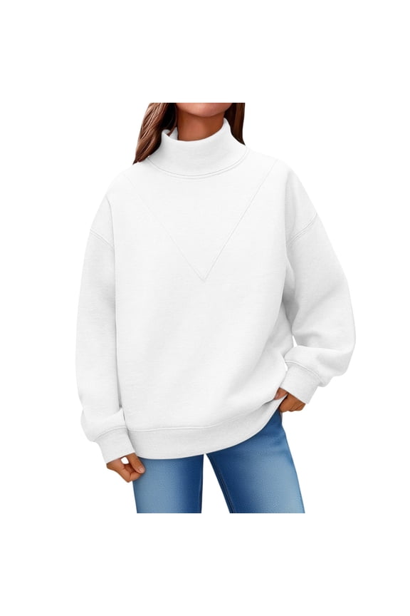 Women's Oversized Sweatshirt Turtleneck, Mock Sweatshirt Comfortable Casual Turtleneck Long Sleeve Top Reversible Mock Neck Sweatshirt Mockneck Sweatshirt Cute Sweatshirts, White 3XL