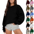 thumbnail image 1 of Women's Oversized Sweatshirt, Women's Crewneck Oversized Sweatshirt Raglan Sleeve Long Sleeve Pullover Tops Casual, 1 of 6