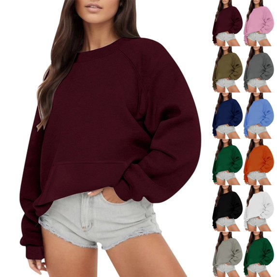 Women's Oversized Sweatshirt, Women's Crewneck Oversized Sweatshirt Raglan Sleeve Long Sleeve Pullover Tops Casual