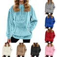thumbnail image 1 of Women's Oversized Sweatshirt with Pet Pocket, Puppy Cat Kangaroo Pouch Hoodie, 1 of 5
