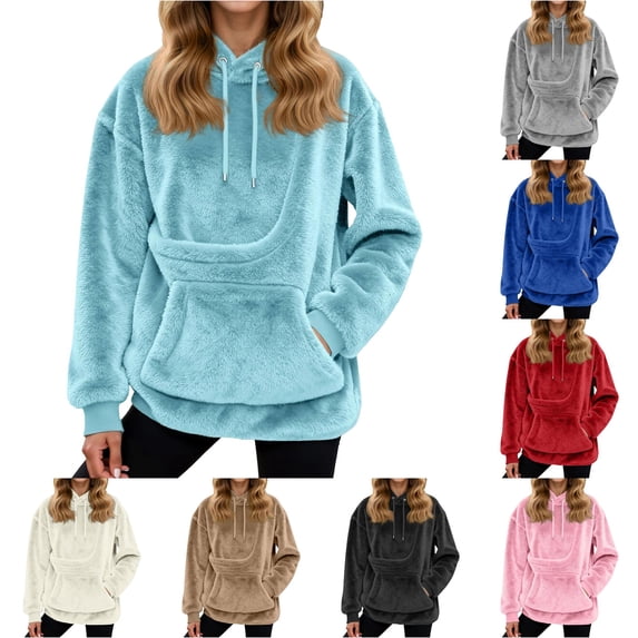 Women's Oversized Sweatshirt with Pet Pocket, Puppy Cat Kangaroo Pouch Hoodie