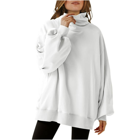 Women's Oversized Sweatshirts 2024 Fall Plus Size Long Sleeve Cowl Neck Casual Loose Fit Hoodies Fall Trendy Pullover Tunic Tops