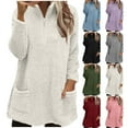 thumbnail image 1 of Women's Oversized Sweatshirts Crewneck Fleece-lined Long Sleeve Tunic Pullover Shirts Side Zipper Hoodies 2025 Fall Clothes Ndbuld ,White,M, 1 of 7