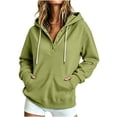 thumbnail image 1 of Women's Oversized Sweatshirts Hooded Button Long Sleeve Pullover Fashion Casual Pockets Tops With Thumb Hole (XL, Green), 1 of 6