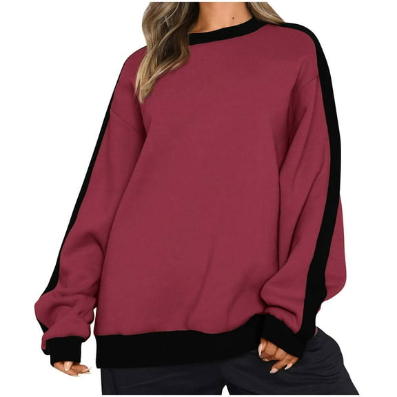 Women's Oversized Sweatshirts Long Sleeve Crewneck Tunic Pullover Shirts Fall Tops Casual Basic Tee Workout Y2K Clothes