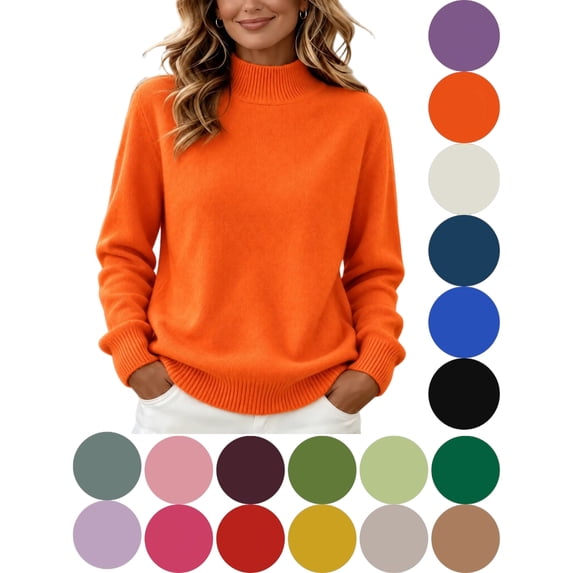 Women's Mock Neck Sweatshirt Sweater Long Sleeve Loose Comfy Soft Knit Pullover Casual Basic Tops