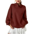 thumbnail image 1 of Women's Oversized Sweatshirts Solid Color Long Sleeve Turtleneck Tops With Pockets Fall Winter Fashion Outfits Clothes, 1 of 6