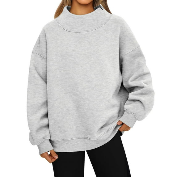 Women's Oversized Sweatshirts Turtleneck Pullover Tops Casual Fleece Sweaters Long Sleeve Tunic Tops Y2K Clothes