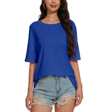 Women's Oversized T Shirt Crewneck Solid Short Sleeve Baggy Tees