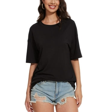 Women's Oversized T Shirt Crewneck Solid Short Sleeve Baggy Tees
