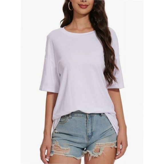 Women's Oversized T Shirt Crewneck Solid Short Sleeve Baggy Tees