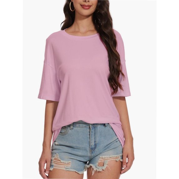 Women's Oversized T Shirt Crewneck Solid Short Sleeve Baggy Tees