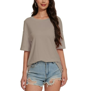 Women's Oversized T Shirt Crewneck Solid Short Sleeve Baggy Tees