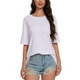 thumbnail image 1 of Women's Oversized T Shirt Crewneck Solid Short Sleeve Baggy Tees, 1 of 4