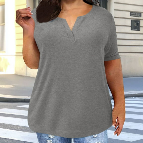 Women's Oversized T-Shirt, V-Neck Basic Tee, Short Sleeve Casual Loose Fit Top