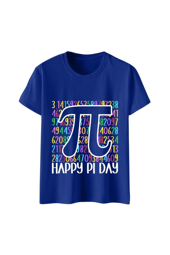 Women's Oversized T Shirts Graphic Tees Bruh It's Pi Day Stylish Sense Printed T Shirt Top Loose Fit Blouses S-2XL