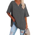 thumbnail image 1 of Women's Oversized T Shirts Half Sleeve V Neck Comfy Tunic Tops, 1 of 3