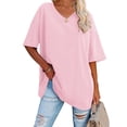 thumbnail image 1 of Women's Oversized T Shirts Half Sleeve V Neck Loose Tops Tee, 1 of 2