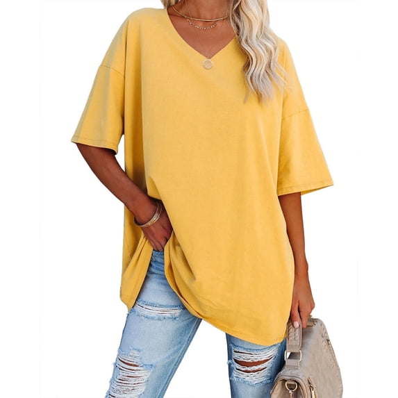 Women's Oversized T Shirts Half Sleeve V Neck Loose Tops Tee