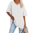 thumbnail image 1 of Women's Oversized T Shirts Half Sleeve V Neck Loose Tops Tee, 1 of 2