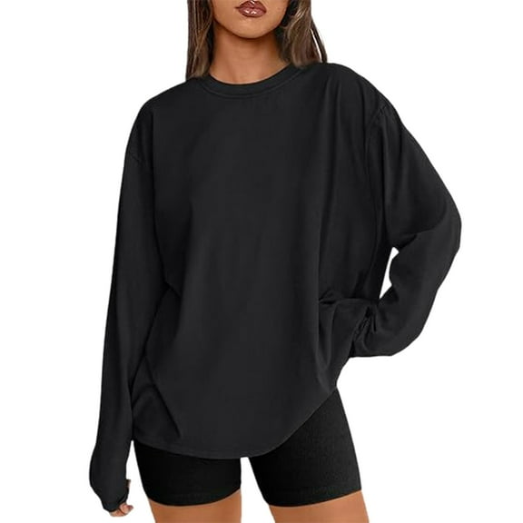 Women's Oversized T Shirts Long Sleeve Tops Casual Basic Crewneck Tees Blouses