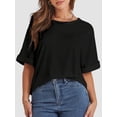 thumbnail image 1 of Women's Oversized T Shirts Short Sleeve Crewneck Summer Tops Casual Loose Basic Tee Shirts Trendy Clothes, 1 of 4