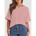 thumbnail image 1 of Women's Oversized T Shirts Short Sleeve Crewneck Summer Tops Casual Loose Basic Tee Shirts Trendy Clothes, 1 of 4