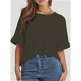 thumbnail image 1 of Women's Oversized T Shirts Short Sleeve Crewneck Summer Tops Casual Loose Basic Tee Shirts Trendy Clothes, 1 of 4