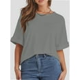 thumbnail image 1 of Women's Oversized T Shirts Short Sleeve Crewneck Summer Tops Casual Loose Basic Tee Shirts Trendy Clothes, 1 of 4