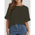 thumbnail image 1 of Women's Oversized T Shirts Short Sleeve Crewneck Summer Tops Casual Loose Basic Tee Shirts Trendy Clothes, 1 of 4