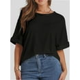 thumbnail image 1 of Women's Oversized T Shirts Short Sleeve Crewneck Summer Tops Casual Loose Basic Tee Shirts Trendy Clothes, 1 of 4