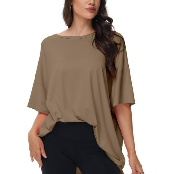 Women's Oversized T Shirts Summer Short Sleeve Loose Fit Casual Crewneck Plain Tops
