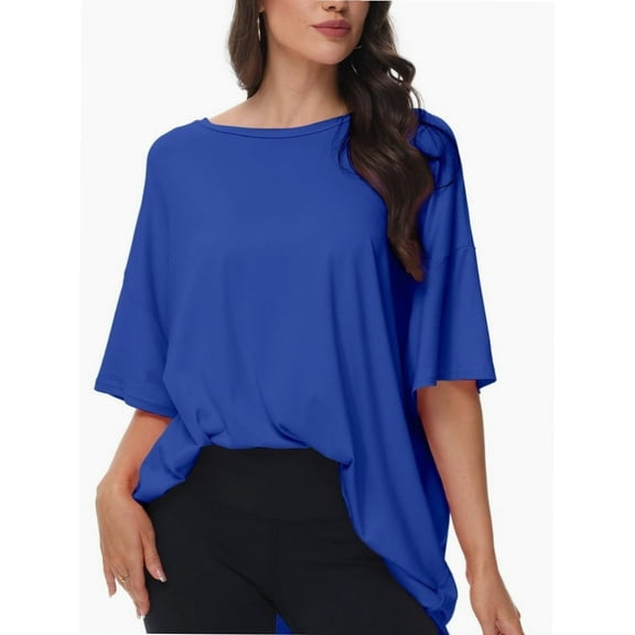 Women's Oversized T Shirts Summer Short Sleeve Loose Fit Casual Crewneck Plain Tops