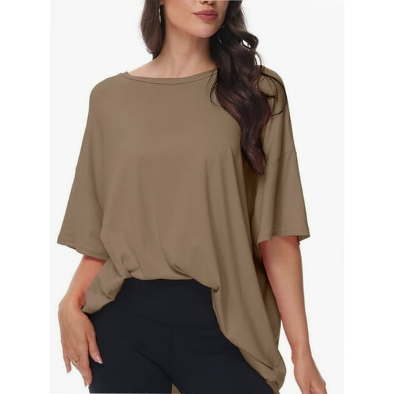 Women's Oversized T Shirts Summer Short Sleeve Loose Fit Casual Crewneck Plain Tops